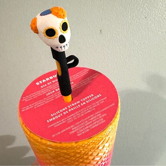 Starbucks Halloween 2024 Dia De Muertos gem pattern ombré Tumbler skull topper - Picture 4 of 7
